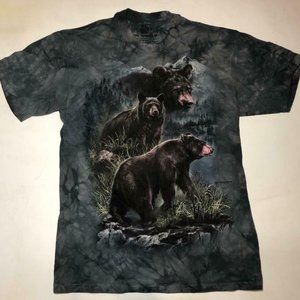 The Mountain Three Black Bears Grizzly Nature Forest Cotton Tie Dye T-Shirt S-3X